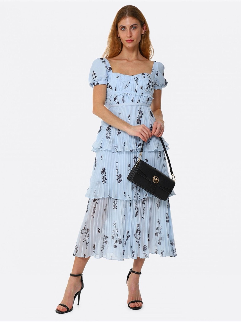 Self-Portrait Floral Tiered Midi Dress